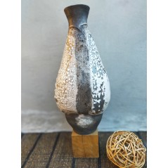 Vase unique blanc Raku