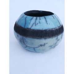 Vase Raku unique bleu ciel