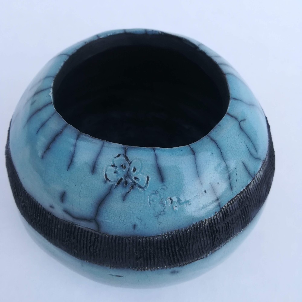 Vase raku unique bleu ciel | Flozraku – photo 4