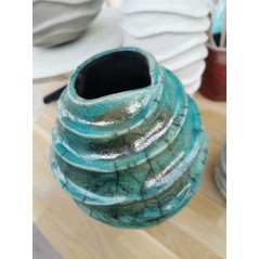 Vase raku turquoise