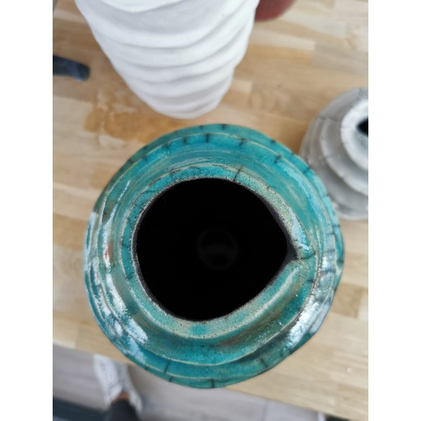 Vase raku turquoise