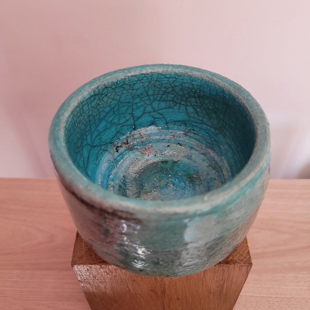 Bol raku turquoise unique fait main | Flozraku – photo 2