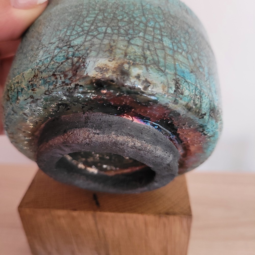Bol raku turquoise unique fait main | Flozraku – photo 3