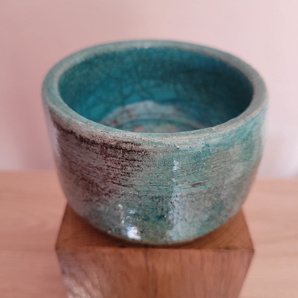 Bol raku turquoise unique fait main | Flozraku – photo 4