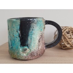 Mug unique RAKU Turquoise