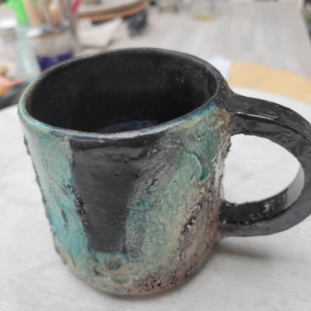 Mug raku turquoise unique fait main | Flozraku – photo 3