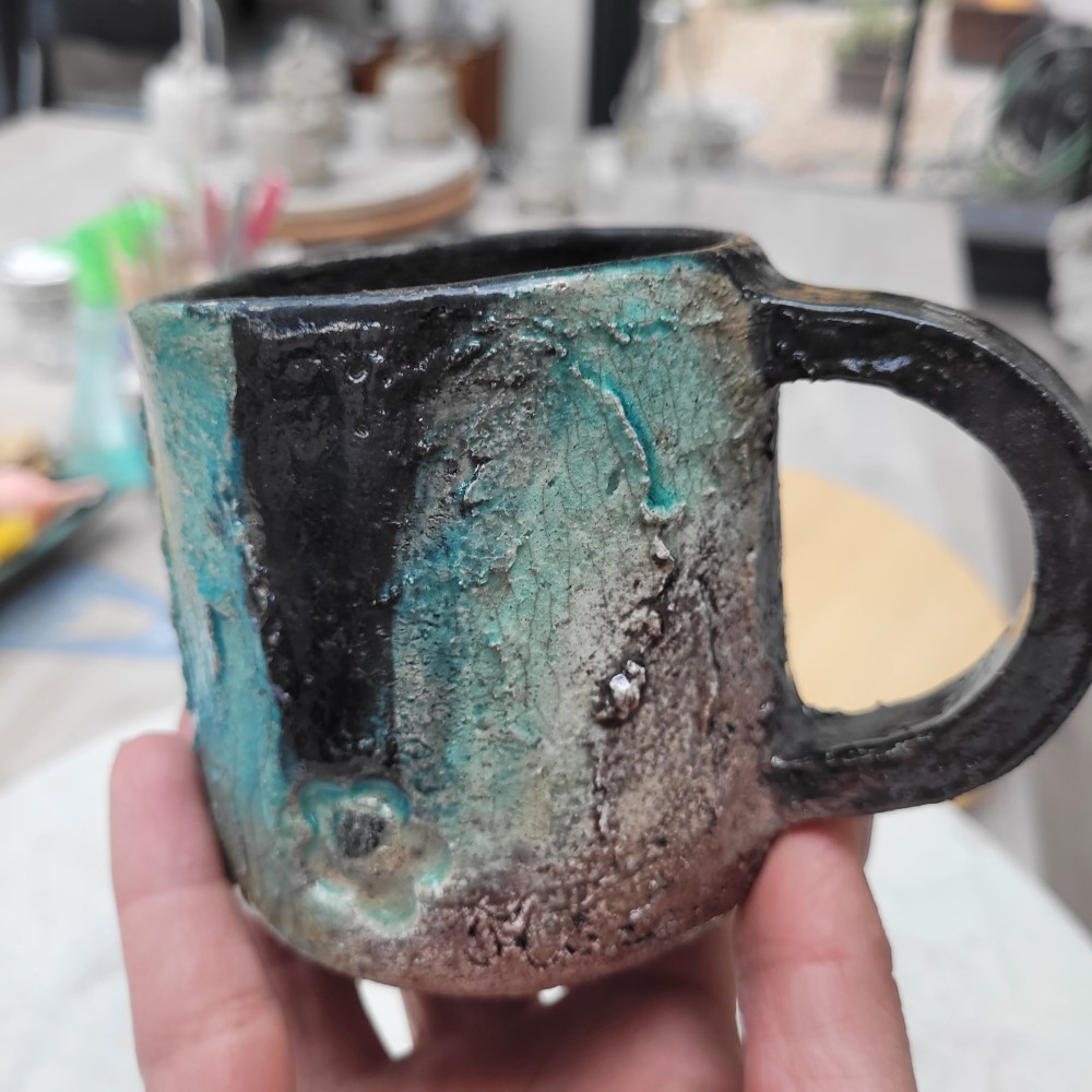 Mug raku turquoise unique fait main | Flozraku – photo 4