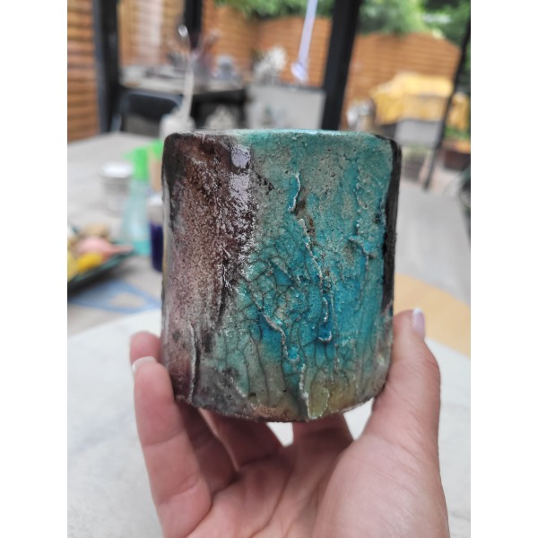 Mug unique RAKU Turquoise