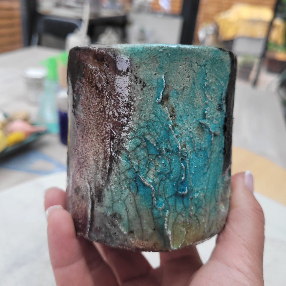 Mug raku turquoise unique fait main | Flozraku – photo 6