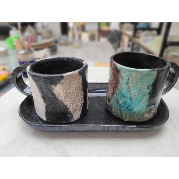 Mug unique RAKU Turquoise