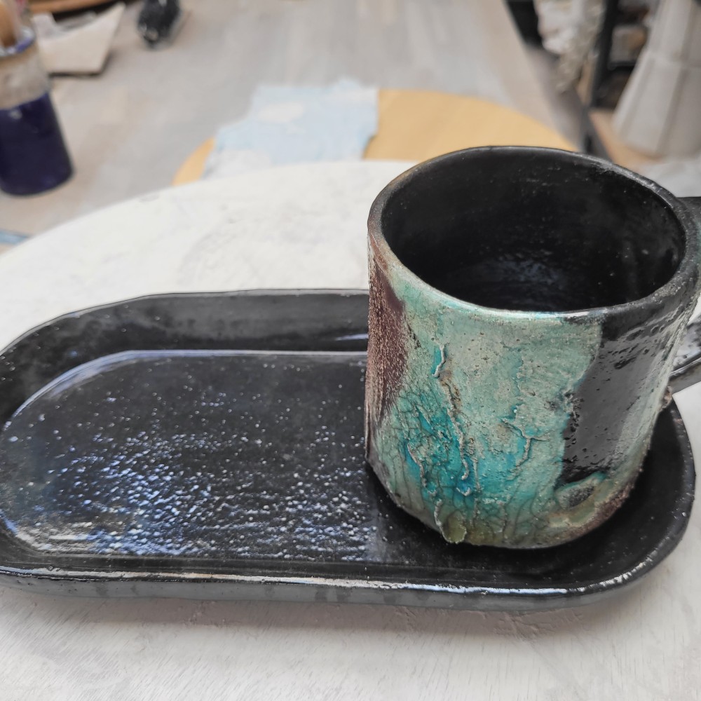 Mug raku turquoise unique fait main | Flozraku – photo 8