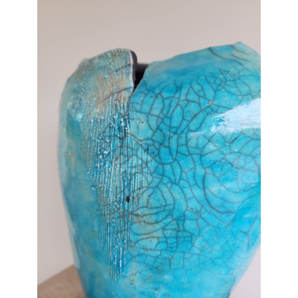 Vase Unique Raku Turquoise
