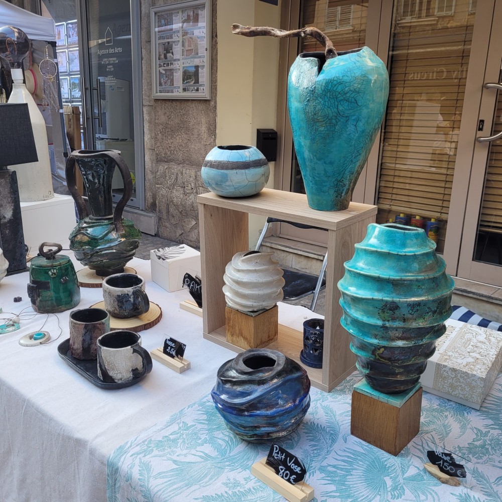 Vase raku turquoise unique en grès | Flozraku – photo 5