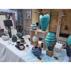 Vase Unique Raku Turquoise