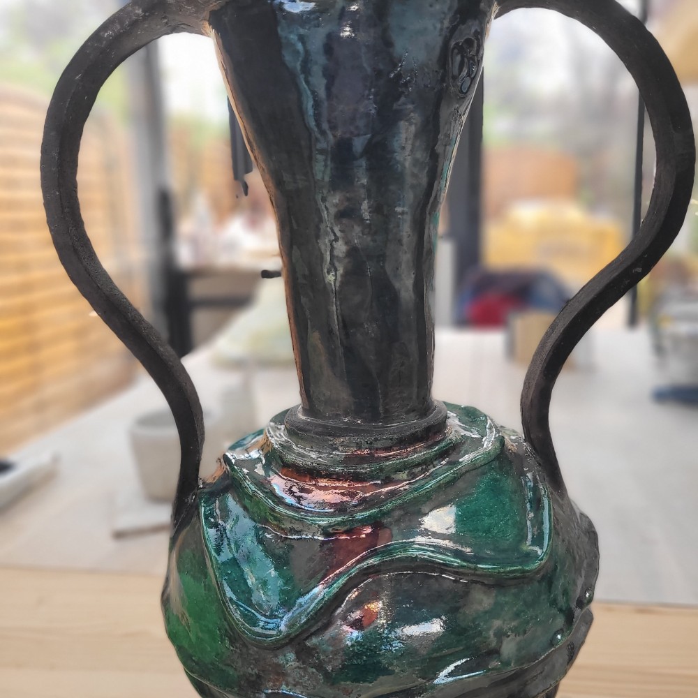 Vase raku émeraude unique | Flozraku – photo 2