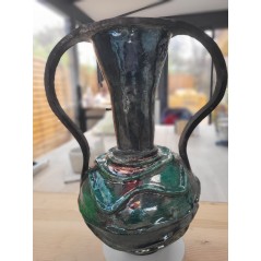 Vase Raku unique émeraude