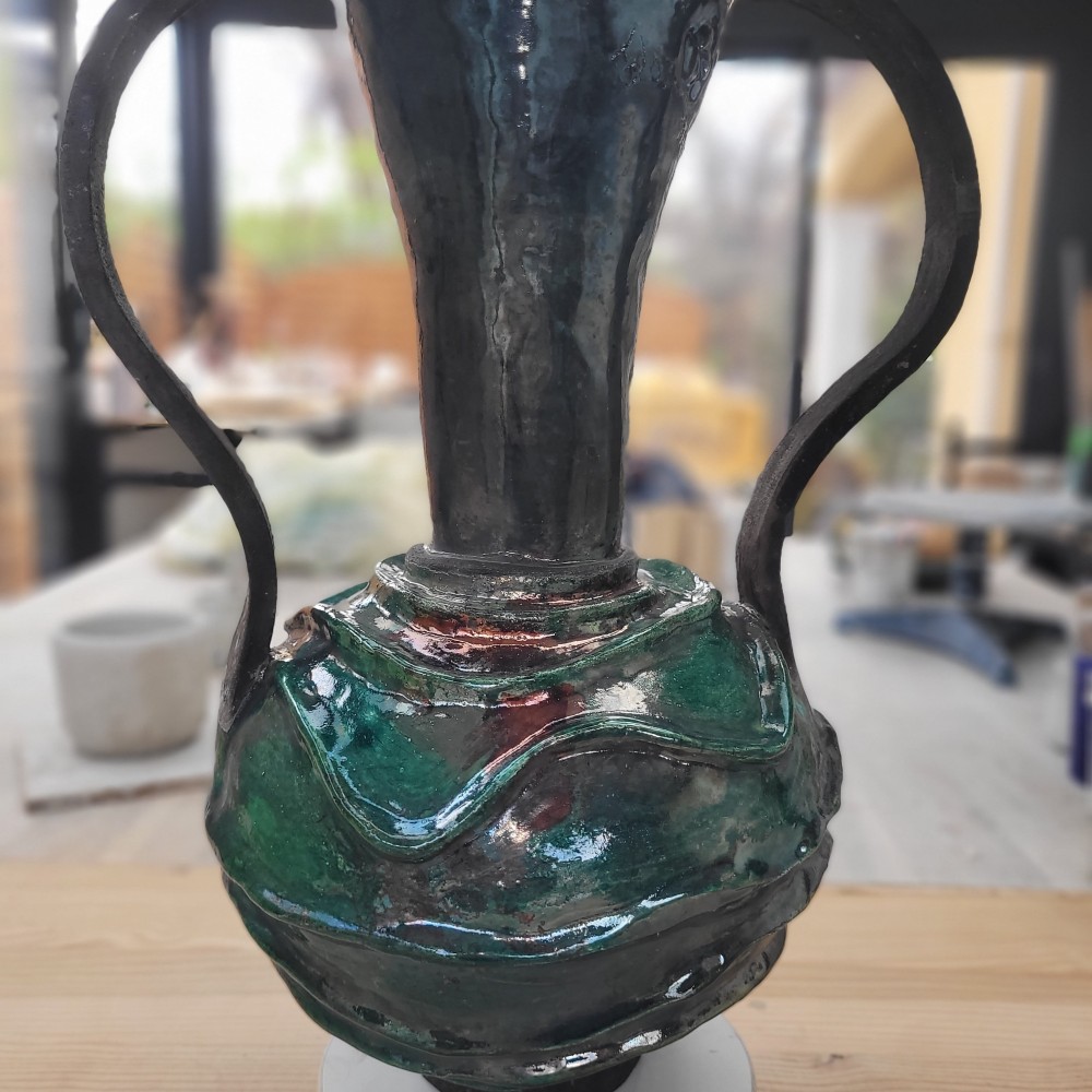 Vase raku émeraude unique | Flozraku – photo 4