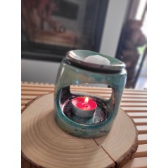 Bruleur Raku unique turquoise
