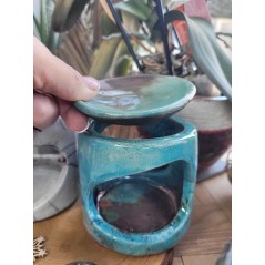 Bruleur Raku unique turquoise