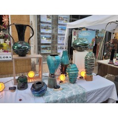 Vase Raku unique émeraude