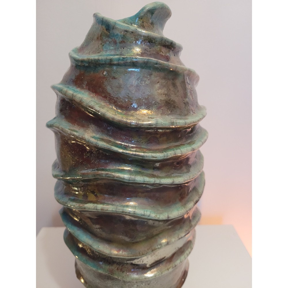 Vase raku turquoise, pièce unique | Flozraku