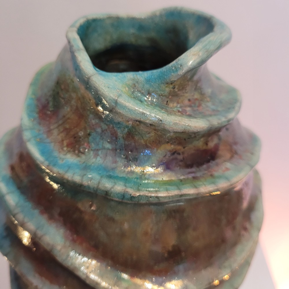 Vase raku turquoise, pièce unique | Flozraku – photo 4