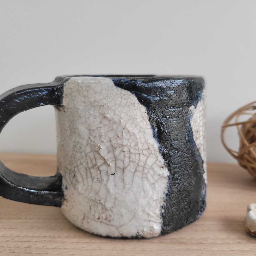 Mug raku blanc unique fait main | Flozraku – photo 2
