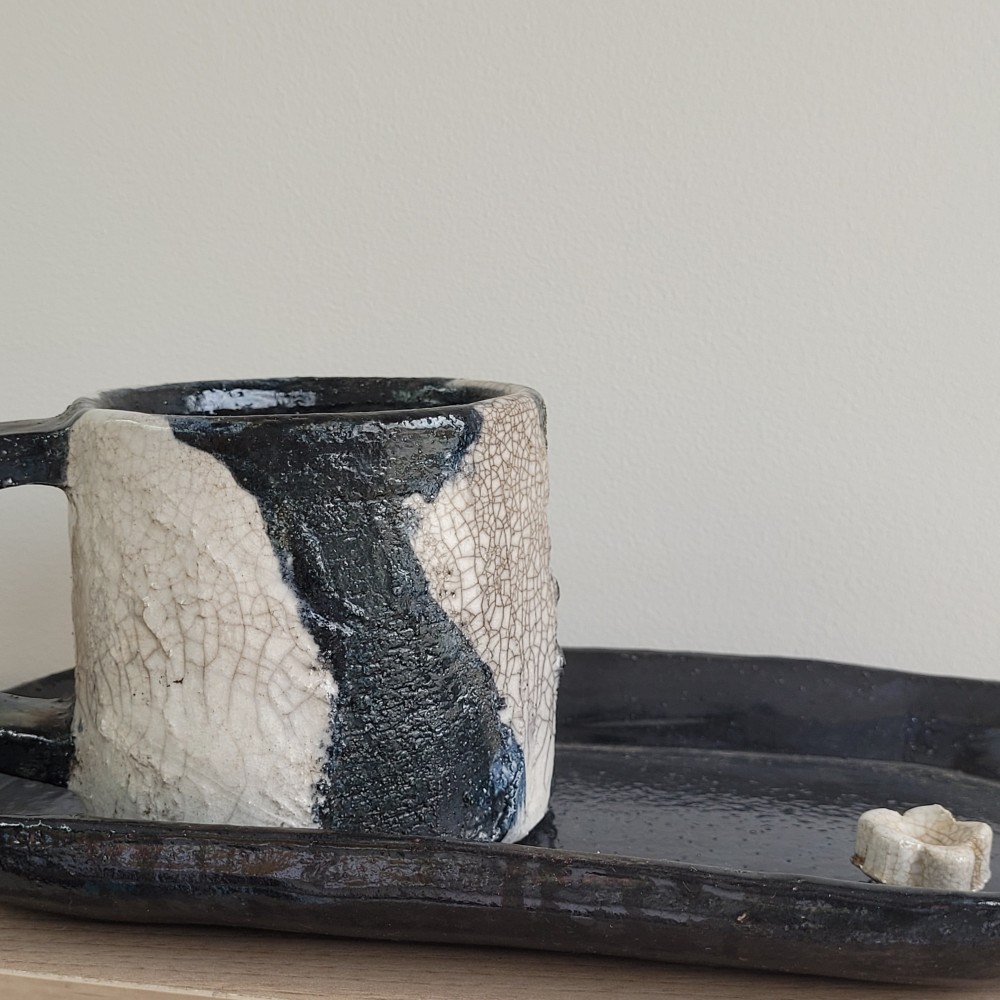 Mug raku blanc unique fait main | Flozraku – photo 3