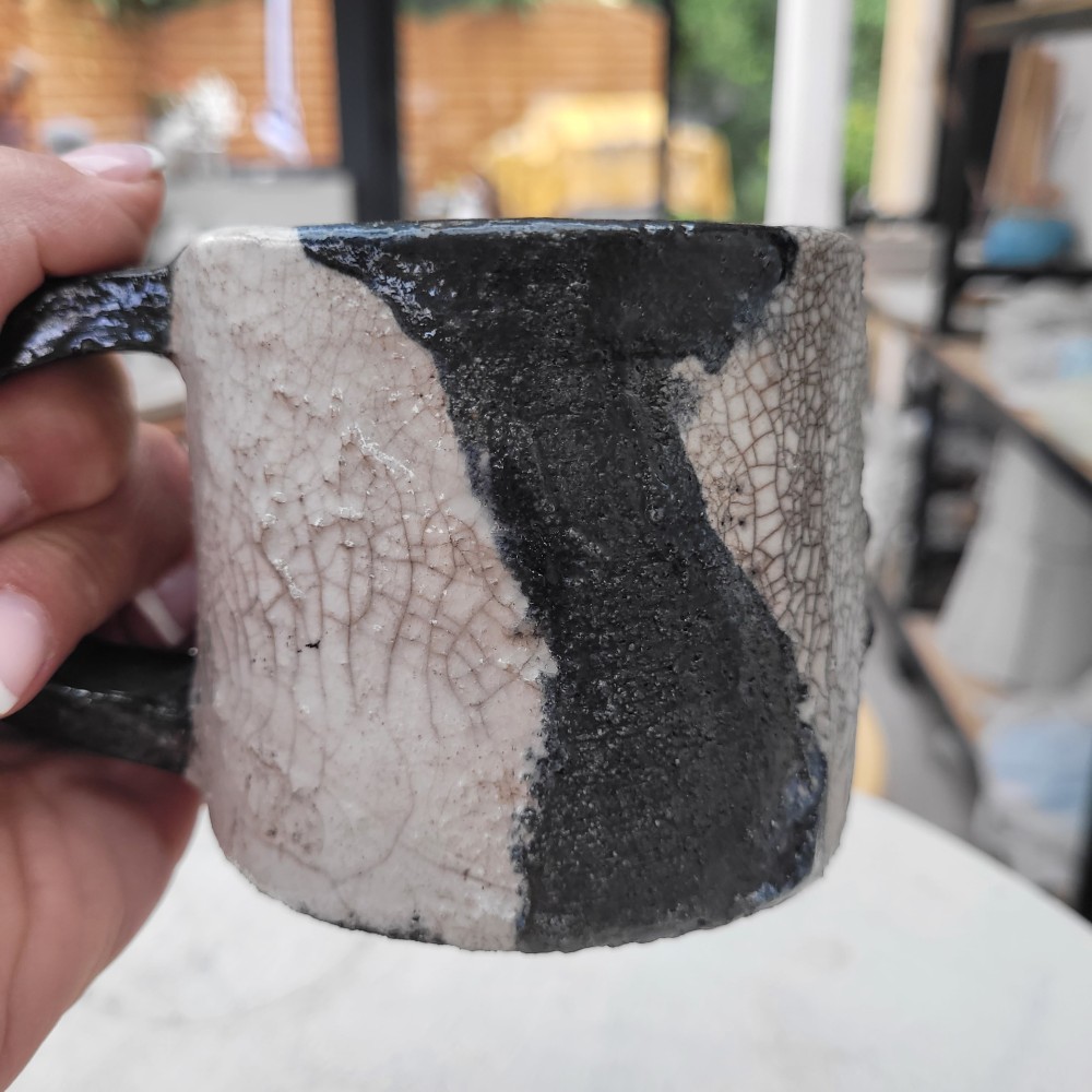 Mug raku blanc unique fait main | Flozraku – photo 6