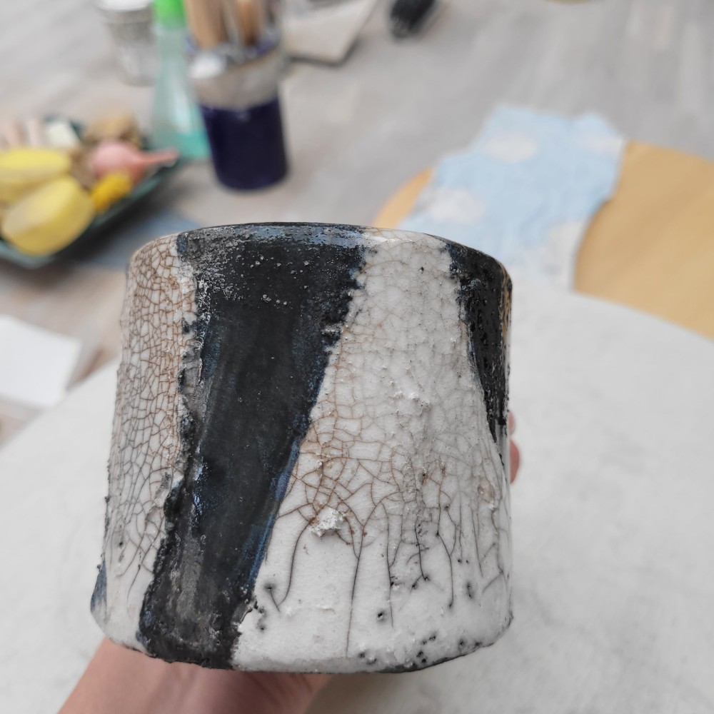 Mug raku blanc unique fait main | Flozraku – photo 7