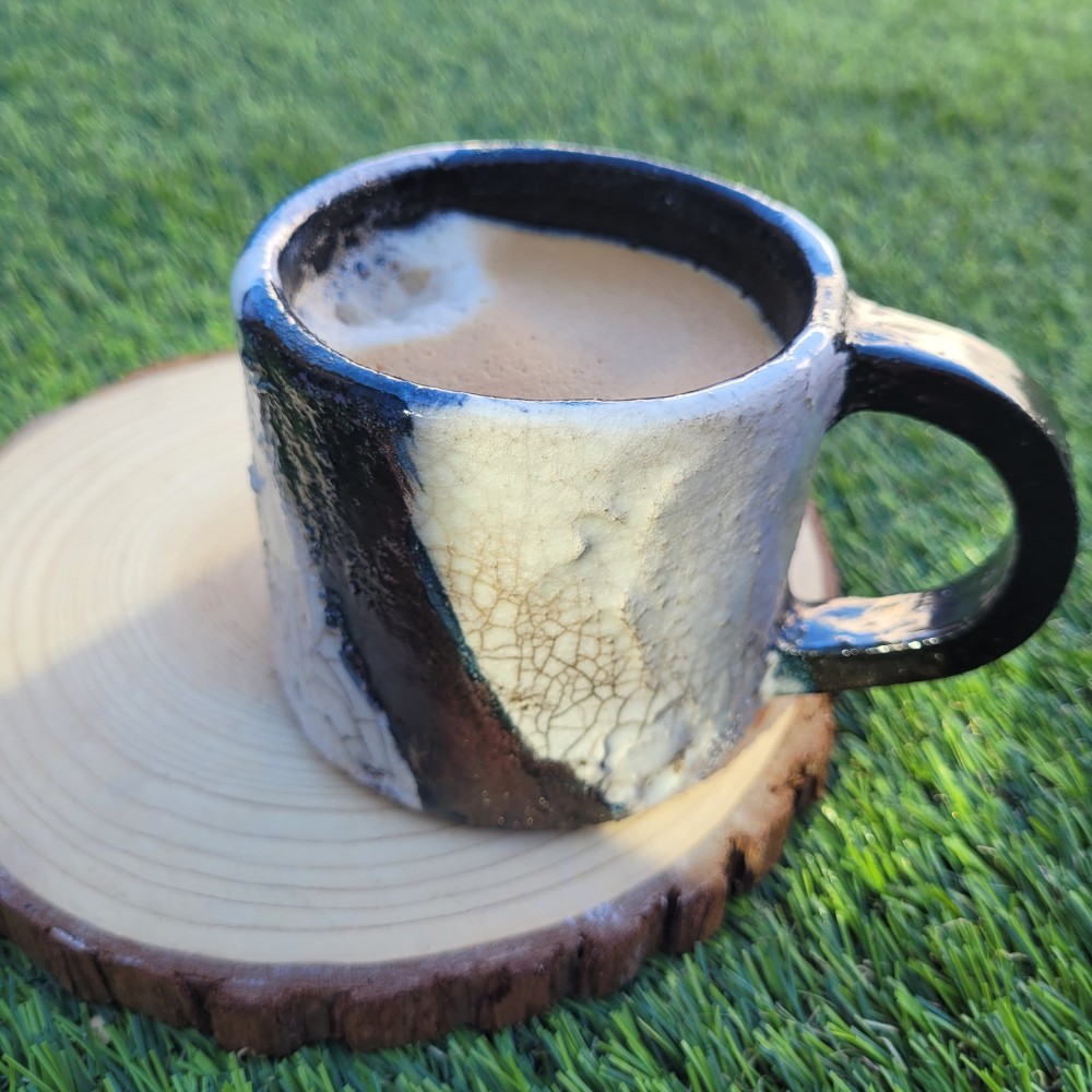 Mug raku blanc unique fait main | Flozraku – photo 10