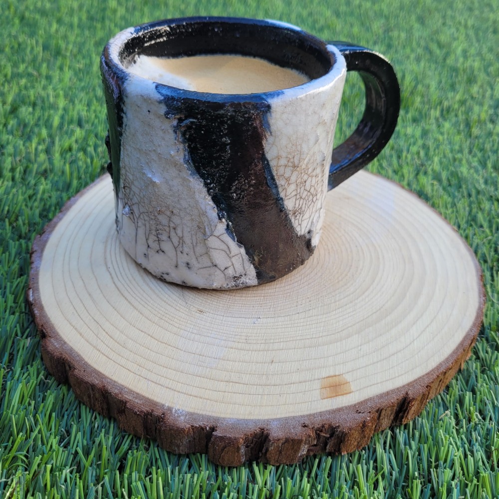 Mug raku blanc unique fait main | Flozraku – photo 11