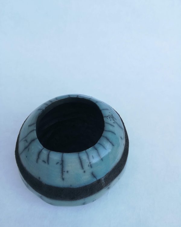 Vase raku unique bleu ciel | Flozraku