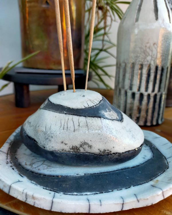 Porte-encens raku Galets amoureux | Flozraku