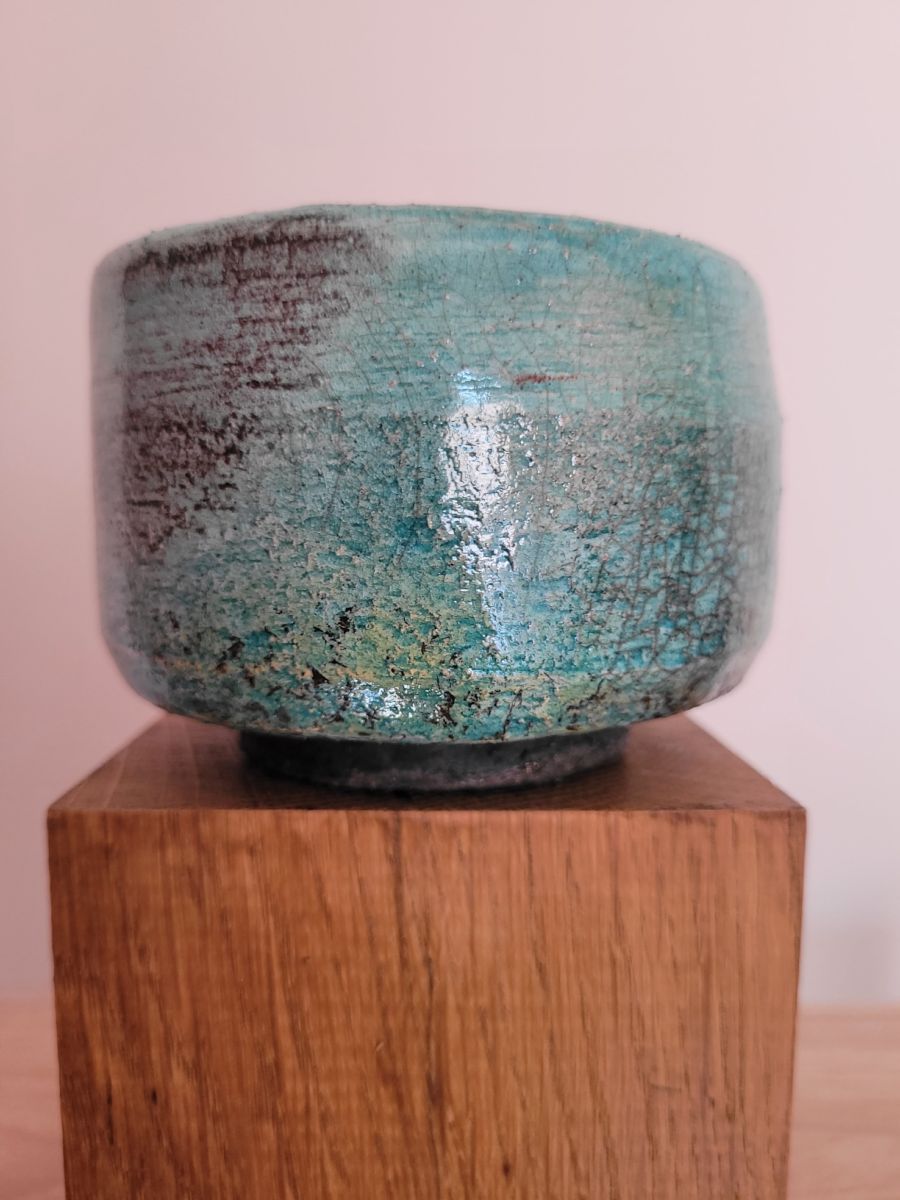 Bol raku turquoise unique fait main | Flozraku
