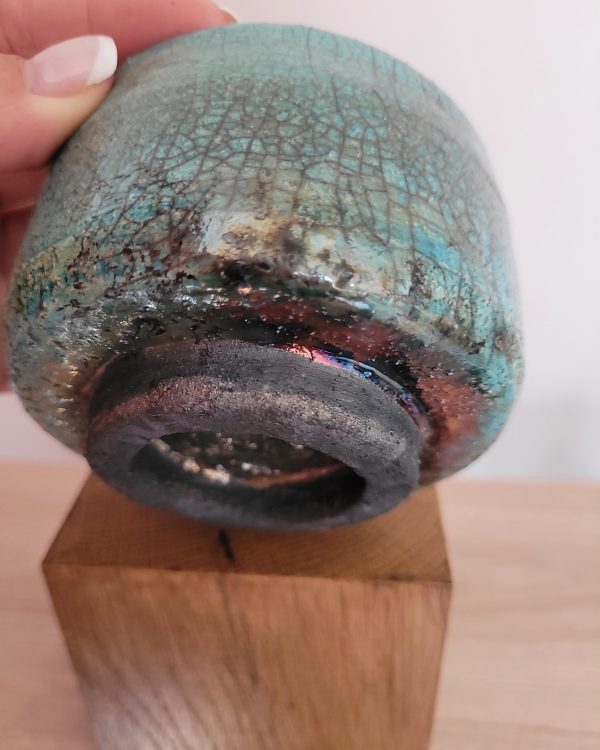 Bol raku turquoise unique fait main | Flozraku