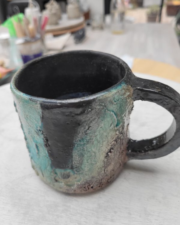 Mug raku turquoise unique fait main | Flozraku