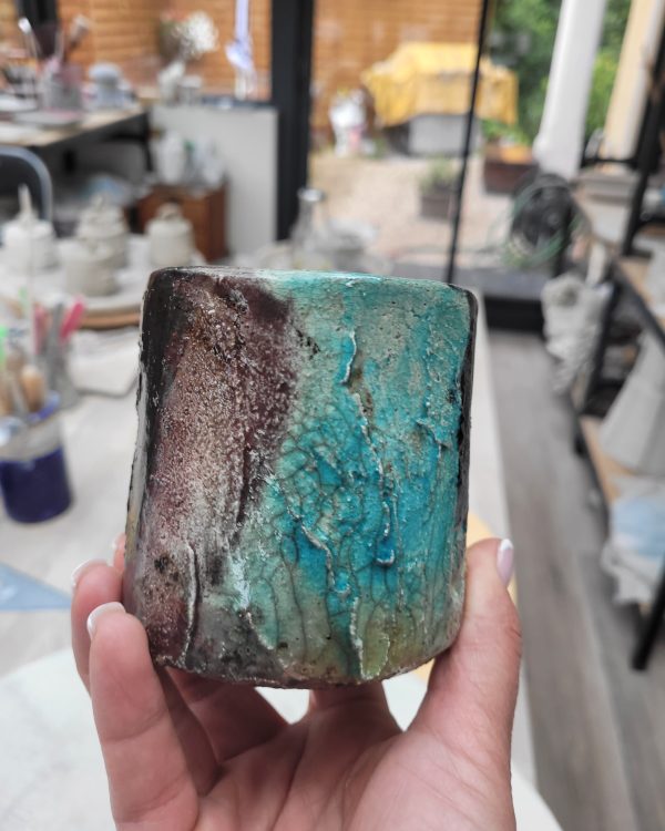 Mug raku turquoise unique fait main | Flozraku