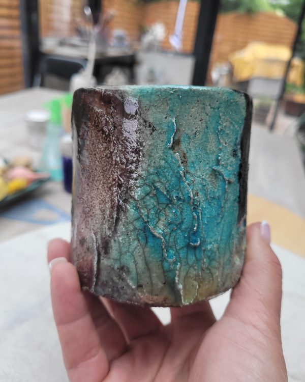 Mug raku turquoise unique fait main | Flozraku