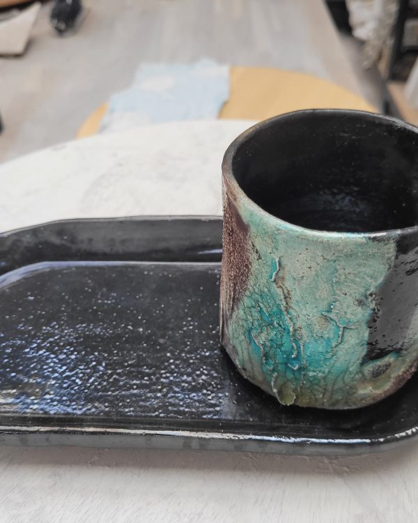 Mug raku turquoise unique fait main | Flozraku