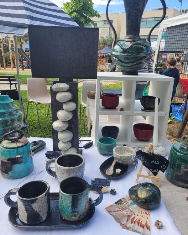 Vase raku émeraude unique | Flozraku