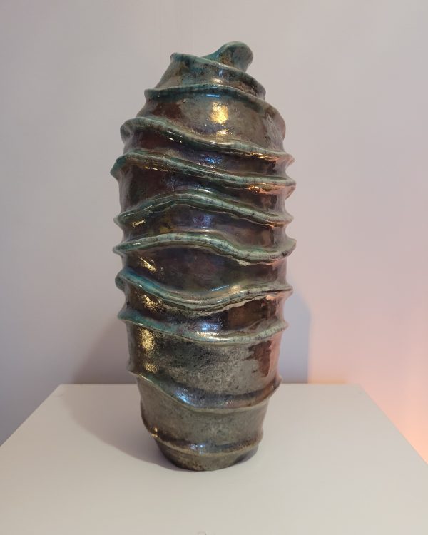Vase raku turquoise, pièce unique | Flozraku