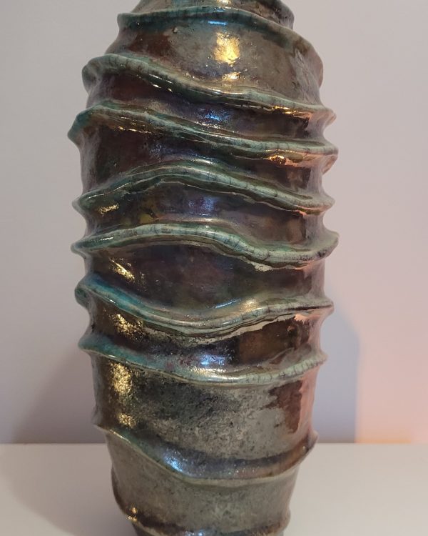 Vase raku turquoise, pièce unique | Flozraku