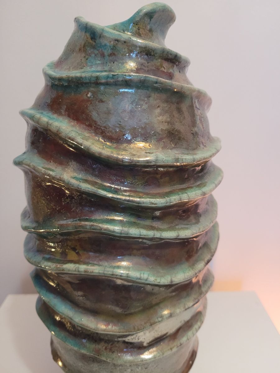 Vase raku turquoise, pièce unique | Flozraku