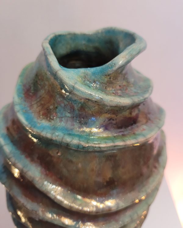 Vase raku turquoise, pièce unique | Flozraku