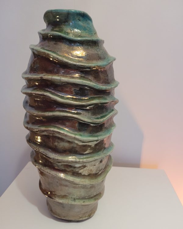 Vase raku turquoise, pièce unique | Flozraku