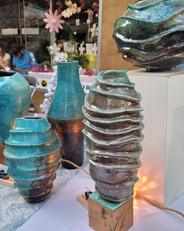 Vase raku turquoise, pièce unique | Flozraku