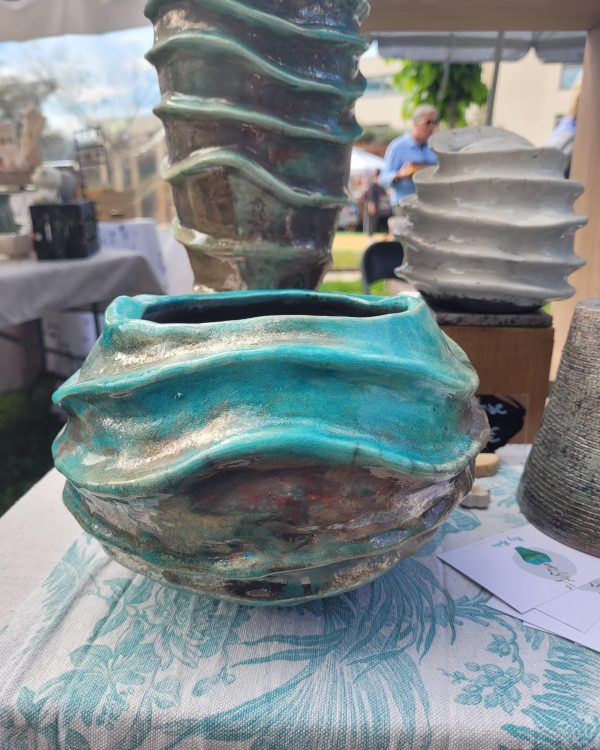 Vase raku turquoise, pièce unique | Flozraku