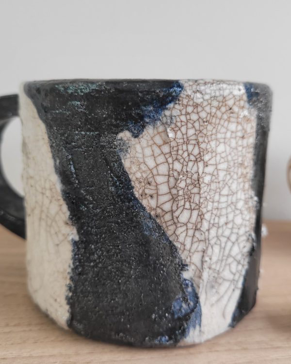 Mug raku blanc unique fait main | Flozraku