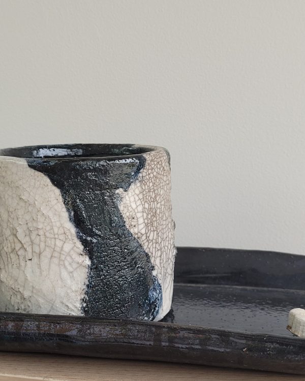 Mug raku blanc unique fait main | Flozraku